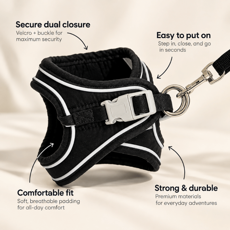 SECURE-FIT SMALL DOG HARNESS + LEASH