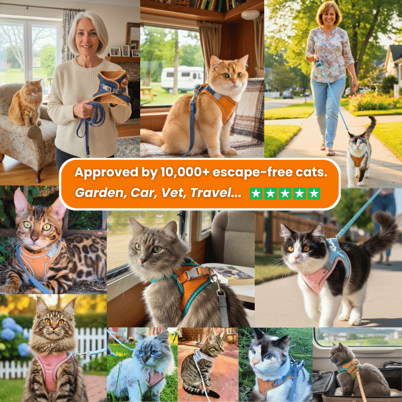 ESCAPE-PROOF CAT HARNESS + LEASH