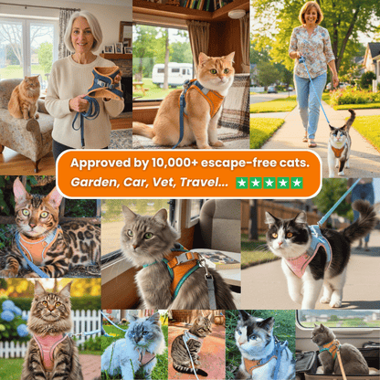 ESCAPE-PROOF CAT HARNESS + LEASH