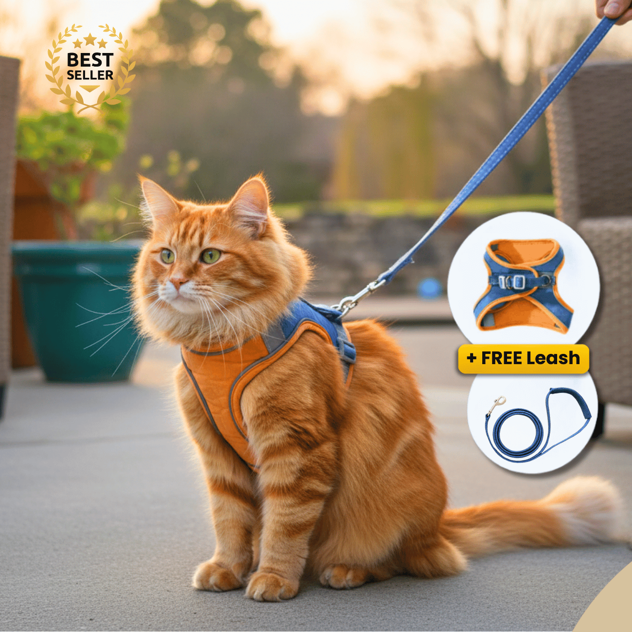 ESCAPE-PROOF CAT HARNESS + LEASH