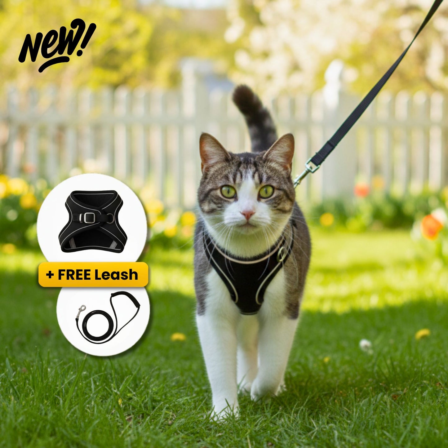ESCAPE-PROOF CAT HARNESS + LEASH