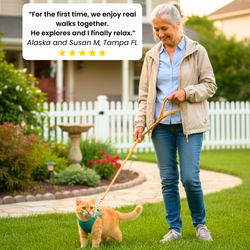 ESCAPE-PROOF CAT HARNESS + LEASH