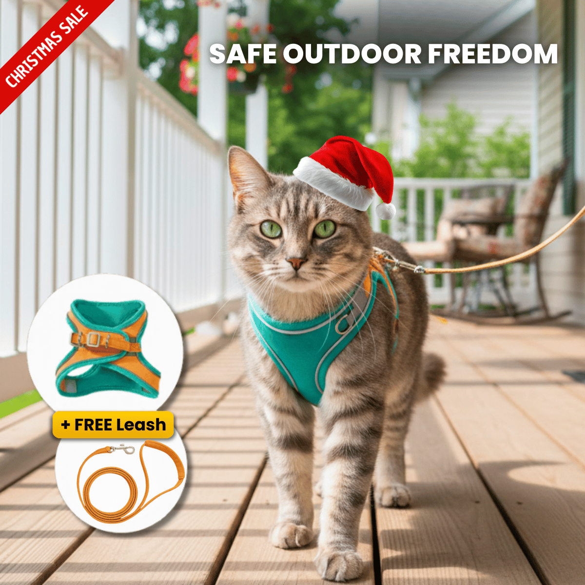 ESCAPE-PROOF CAT HARNESS + LEASH